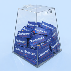 URNA EM ACRILICO TRAPÉZIO PARA SORTEIO