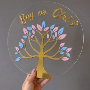 Placa Chá revelação personalizada no acrílico