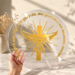 Placa Redonda Personalizada Para Batismo Em Acrílico